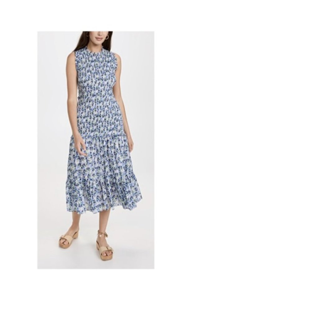 Veronica Beard Verena Floral Smock Cotton Dress